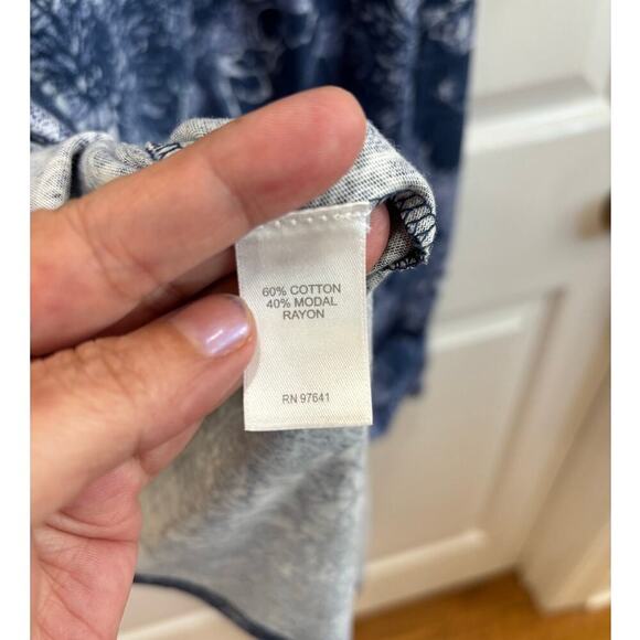 Pure Jill J. Jill Women M Faux Wrap Blue White Cotton Modal 3/4 Sleeve Dress - Picture 7 of 10